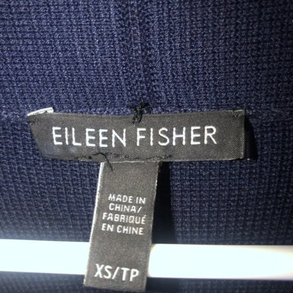 Eileen Fisher Cardigan Sweater XS Navy Blue‎ Silk Cotton Condition: